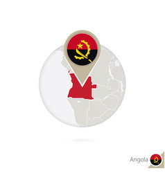 Angola Map And Flag In Circle Map