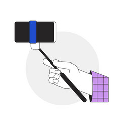 Holding Selfie Stick With Smart Phone Closeup