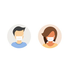 Mask Medical Face On Man Woman People Icon Flat