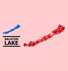 Red Love Collage Map Balaton Lake