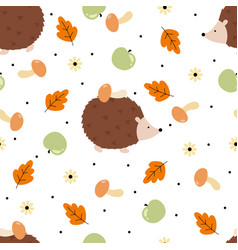 Seamless Fall Leaves Berries And Acorns With Cute