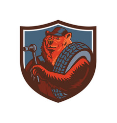 Russian Bear Tireman Shield Mascot