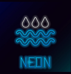 Glowing Neon Line Wave With Water Drop Icon