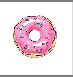 Pink Donut Hand Drawn Isolated