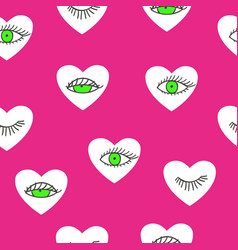 Seamless Pattern With Hearts And Eyes