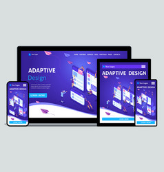 Template Landing Page Isometric Concept Of Web