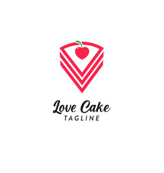 Love Cake Icon Template Flat Style