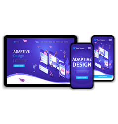 Template Landing Page Isometric Concept Of Web