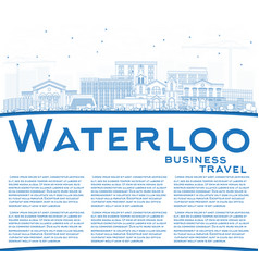 Outline Waterloo Iowa Skyline With Blue Buildings