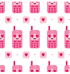 Pink Retro Mobile Phone Characters Pattern