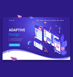 Template Landing Page Isometric Concept Of Web