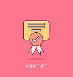 Approve Certificate Icon In Comic Style Document