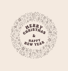 Christmas And New Year Circle Outline Banner