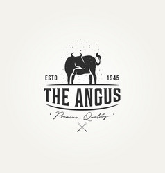 Vintage Silhouette Angus Cow Beef Livestock Logo