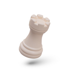 White Realistic Rook In Tilted Position Chess