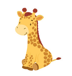 Cute Sitting Giraffe Cartoon