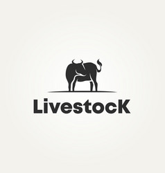 Silhouette Cattle Angus Cow Livestock Logo Design