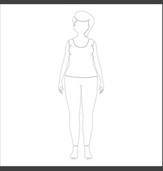 Women In Standing Pose Character Outline On White