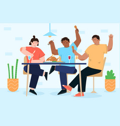 Flat Design People Eating Together