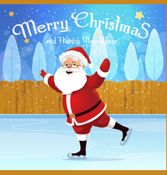 Santa Skating On The Ice Rink Greeting Card