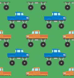 Blue Red Monster Truck Icon Isolated On Green