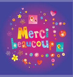 Word Merci Thanks in French typography lettering Vector Image