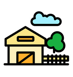 Ranch House With Fence Icon Flat