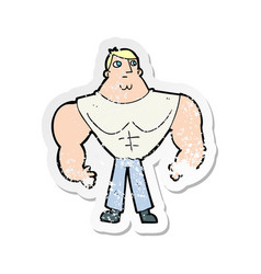 Retro Distressed Sticker Of A Cartoon Body Builder