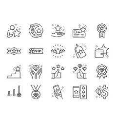 Royalty Program Line Icon Set