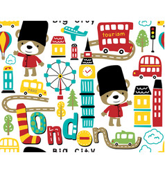 Seamless Pattern Of London City Elements Cartoon