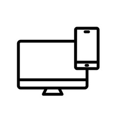 Monitor Line Icon With Mobile Phone Icon