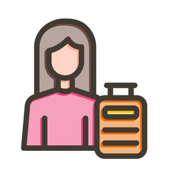 Traveler Female Thick Line Filled Colors Icon