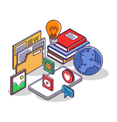 Flat Isometric Concept Online Education Student