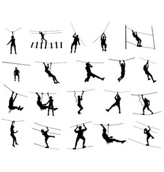 Man Climbing Silhouette Zip Line