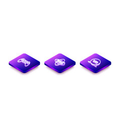 Set Isometric Line Gamepad 360 Degree View