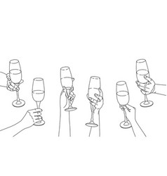 Women Hands Holding Wine Glasses