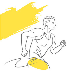 Fitness Man Runs Gray And Yellow Colors Outlines