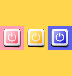 Isometric Power Button Icon Isolated On Pink