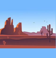 Midday Sultry Desert With Mountains Landscape