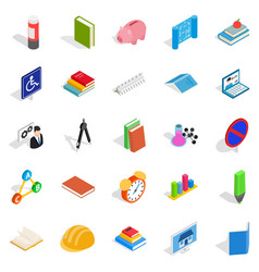 Train Your Mind Icons Set Isometric Style