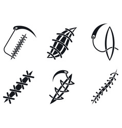 Suture Icons Set Simple Style