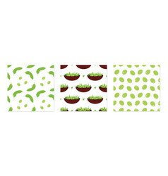 Edamame Green Soy Beans Patterns Set