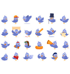 Pigeon Mascot Icons Set Cartoon Angry Bird