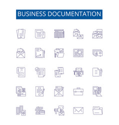 Business Documentation Line Icons Signs Set