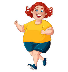 Middle Age Chubby Woman Jogging