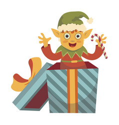 Christmas Elf Jumping Out Of A Big Box