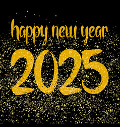 Happy New Year 2025 Hand Drawn Golden Wishes