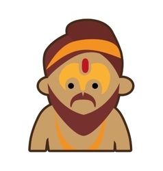 Portrait Cartoon Man Sadhu Culture India