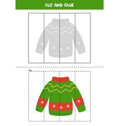 Cut And Glue Game For Kids Winter Sweater