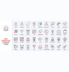 Web Communication Trendy Red Black Thin Line Icons